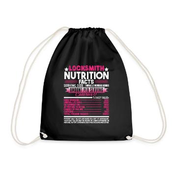 Locksmith Locksmith Nutrition Facts - Drawstring Bag - black - Front