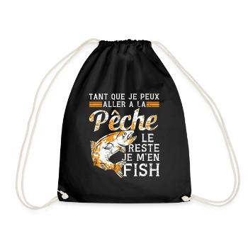 Pèche le reste je m'en fish Pêcheur poissons - Sac de sport léger - noir - Devant