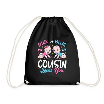 Pink or blue cousin loves your baby Gender Reveal - Drawstring Bag - black - Front
