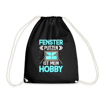 Fenster putzen ist mein Hobby Haushaltsfee - Turnbeutel - Schwarz - Vorne