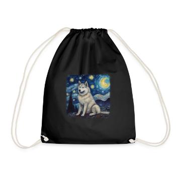 Malamute d’Alaska Van Gogh nuit étoilée - Sac de sport léger - noir - Devant