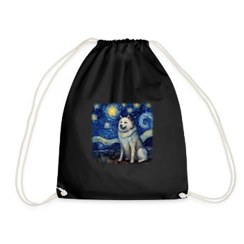 Malamute d’Alaska Van Gogh nuit étoilée - Sac de sport léger - noir - Devant