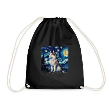 Malamute d’Alaska Van Gogh nuit étoilée - Sac de sport léger - noir - Devant