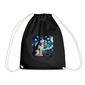 Malamute d’Alaska Van Gogh nuit étoilée - Sac de sport léger - noir - Devant