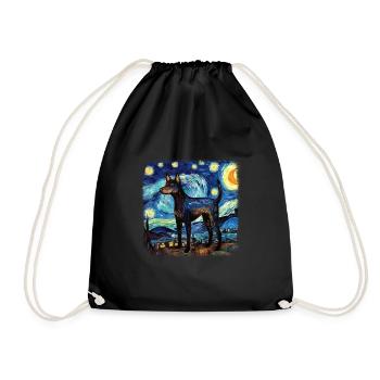 Australian Kelpie Van gogh starry night - Drawstring Bag - black - Front