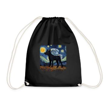 Australian Kelpie Van gogh starry night - Drawstring Bag - black - Front