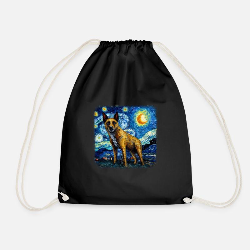 Australian Cattle Dog Van gogh starry night - Turnbeutel - Schwarz