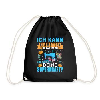 ich kann klamotten reparieren was ist deine superk - Turnbeutel - Schwarz - Vorne