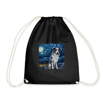 Australian Shepherd Van gogh starry night - Turnbeutel - Schwarz - Vorne