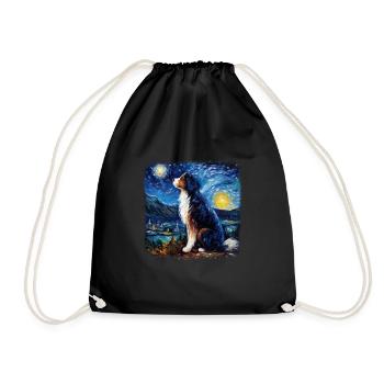 Bernese Mountain Dog Van gogh starry night - Turnbeutel - Schwarz - Vorne
