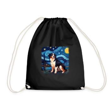 Bernese Mountain Dog Van gogh starry night - Turnbeutel - Schwarz - Vorne