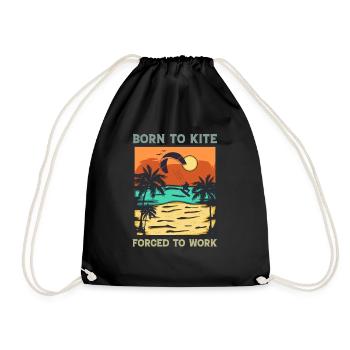 Kitesurfing - Born To Kite Forced To Work - Drawstring Bag - black - Front