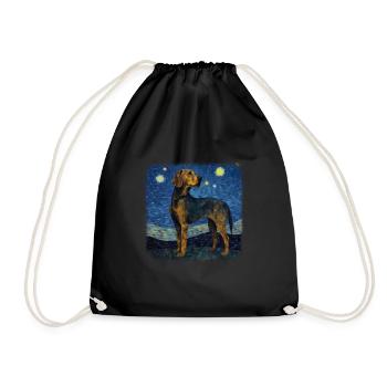 Black and Tan Coonhound Van gogh nuit étoilée - Sac de sport léger - noir - Devant