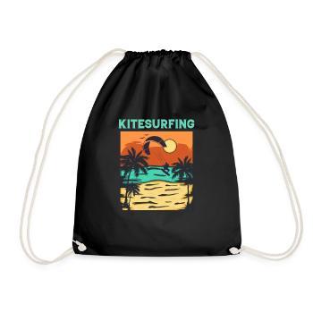 Kitesurfen - Kiteboarding Kitesurf Vintage Kite - Turnbeutel - Schwarz - Vorne