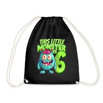 Dieses Kleine Monster Ist 6 - Sechs Jahre - 6. - Turnbeutel - Schwarz - Vorne