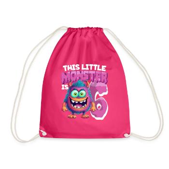 Dieses Kleine Monster Ist 6 - Sechs Jahre - 6. - Turnbeutel - Fuchsia - Vorne