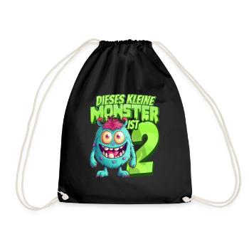 Dieses kleine Monster ist 2 - zwei Jahre - 2. - Turnbeutel - Schwarz - Vorne