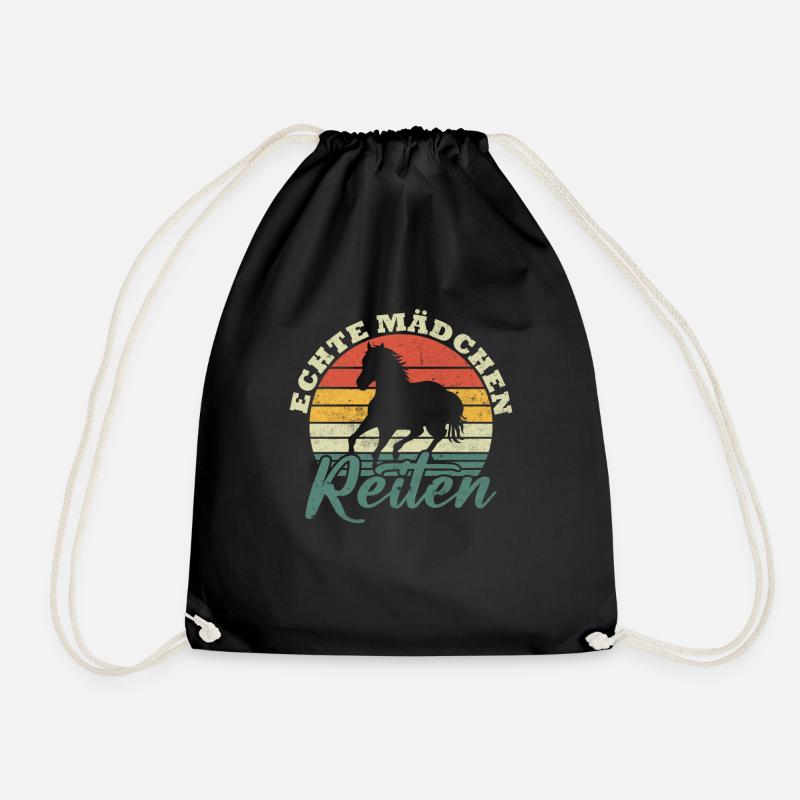 Echte mädchen reiten - Turnbeutel - Schwarz