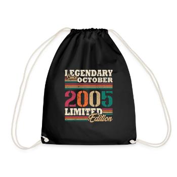 Vintage 2005 Octobre Cadeau Anniversaire Rétro - Sac de sport léger - noir - Devant