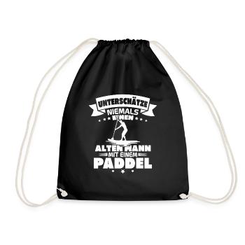 Alter Mann mit Paddel Kanufahrer Vintage Kanusport - Turnbeutel - Schwarz - Vorne