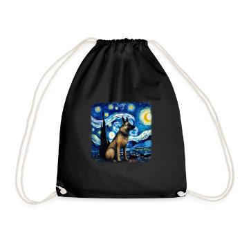 German Shepherd Dog Van gogh starry night - Turnbeutel - Schwarz - Vorne