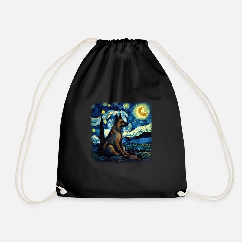 German Shepherd Dog Van gogh starry night - Turnbeutel - Schwarz