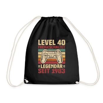 Level 40 freigeschaltet legendär seit 1983 - Turnbeutel - Schwarz - Vorne