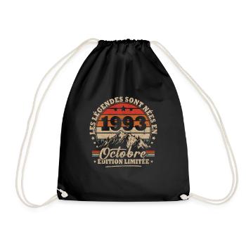 Vintage cadeau anniversaire nées en octobre 1993 - Sac de sport léger - noir - Devant