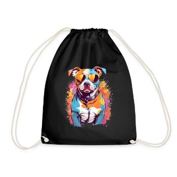 Hund bunt schön - Turnbeutel - Schwarz - Vorne
