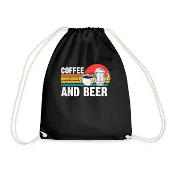 Kaffee Und Bier Retro - Turnbeutel - Schwarz - Vorne