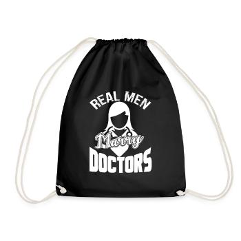 Doctor Real Men Marry Doctors - Drawstring Bag - black - Front