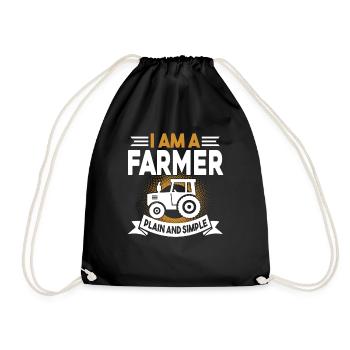 Farmer I Am A Farmer Plain And Simple - Drawstring Bag - black - Front