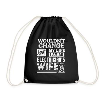 Electrician I Am An Electrician s Wife - Drawstring Bag - black - Front