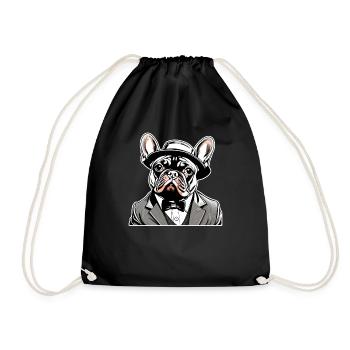 French Bulldog T Shirt Dog funny dog design Dogs - Drawstring Bag - black - Front