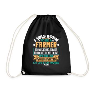 Farmer I Was Born To Be A Farmer - Drawstring Bag - black - Front