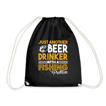 Fishing Beer Drinker With Fishing Problem - Drawstring Bag - black - Front