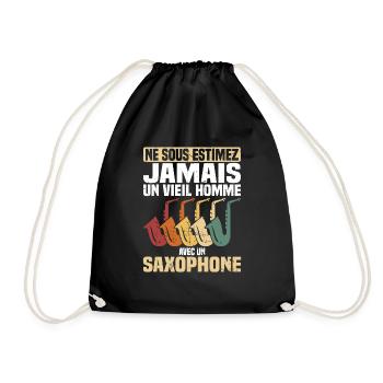 Un vieil homme avec un saxophone - Sac de sport léger - noir - Devant