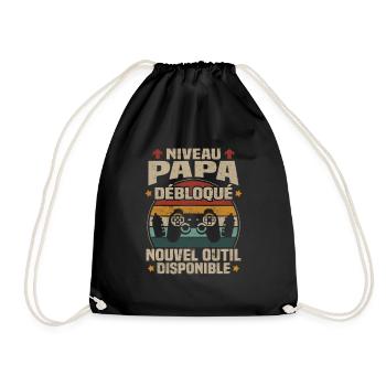 Niveau Papa Débloqué Futur Père Annonce Grossesse - Sac de sport léger - noir - Devant