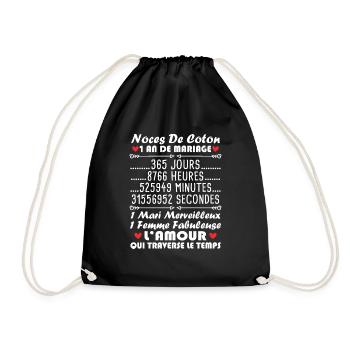 Noces De Coton 1 An De Mariage - Sac de sport léger - noir - Devant