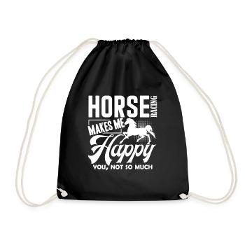 Horse Racing Horse Racing Makes Me Happy - Drawstring Bag - black - Front
