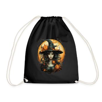 Halloween Witch I Cartoon Style I Witch - Drawstring Bag - black - Front