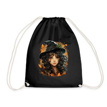 Sorcière d’Halloween I Style de dessin animé I Sorcière - Sac de sport léger - noir - Devant