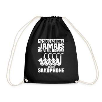 Un vieil homme avec un saxophone - Sac de sport léger - noir - Devant
