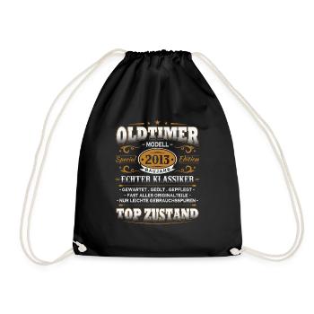 Oldtimer Baujahr 2013 Jahrgang Geburtstag Geschenk - Turnbeutel - Schwarz - Vorne