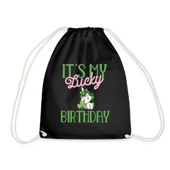 It's my lucky birthday girl funny st patrick's day - Sac de sport léger - noir - Devant