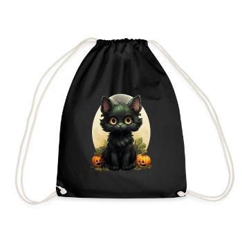 Black Cat Halloween Pumpkin - Cat - Turnbeutel - Schwarz - Vorne