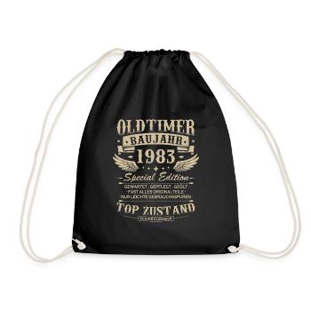 Oldtimer Baujahr 1983 Jahrgang Geburtstag Geschenk - Turnbeutel - Schwarz - Vorne