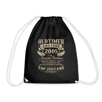 Oldtimer Baujahr 2005 Jahrgang Geburtstag Geschenk - Turnbeutel - Schwarz - Vorne