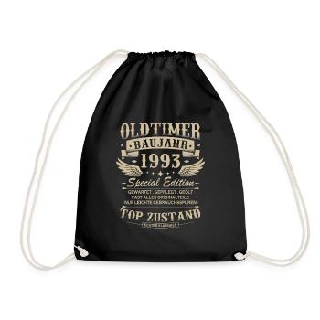 Oldtimer Baujahr 1993 Jahrgang Geburtstag Geschenk - Turnbeutel - Schwarz - Vorne