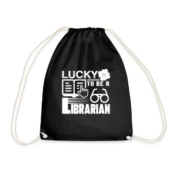 Librarian Lucky To Be A Librarian - Drawstring Bag - black - Front